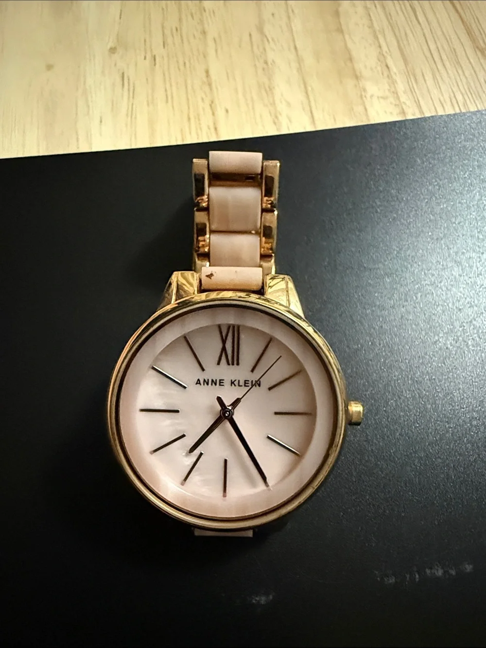 Anne Klein Rose Pink and Gold Round Dial Bracelet Watch
